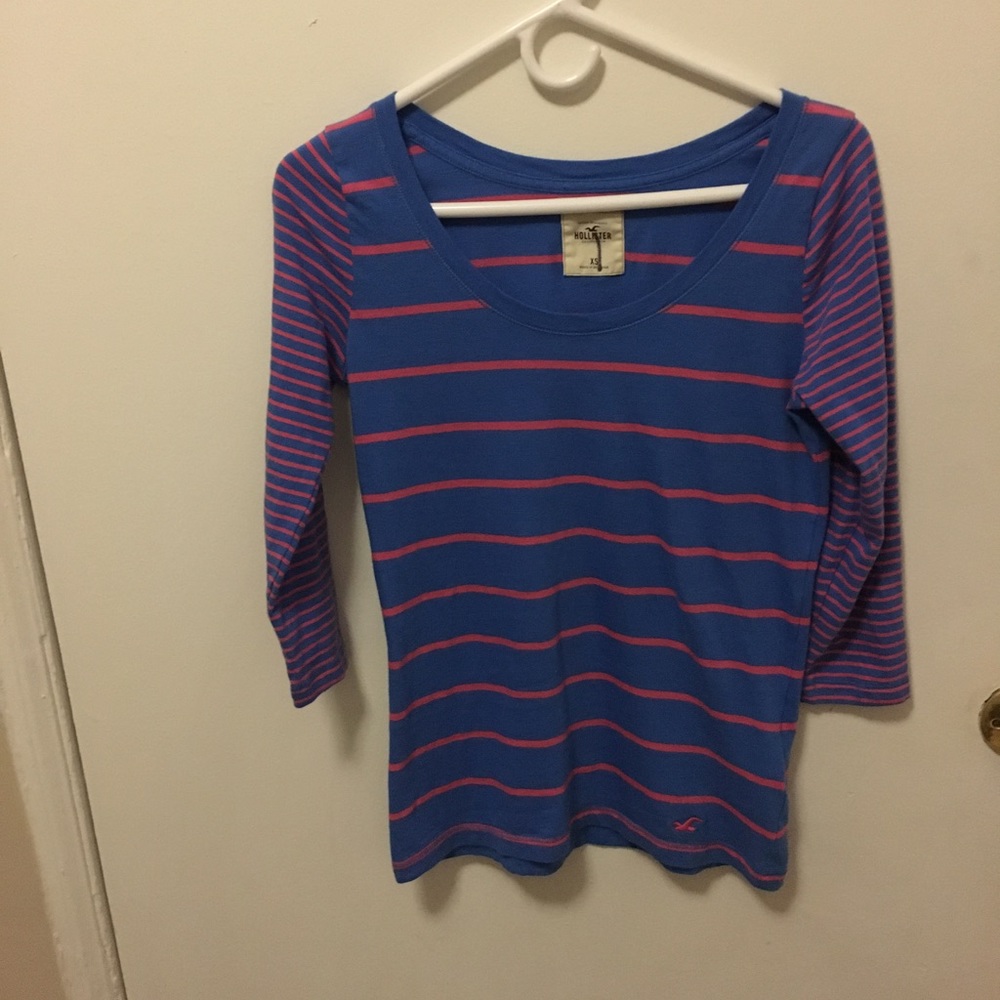 Hollister striped 3/4 length sleeve top XS